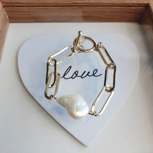 Freshwater Pearl O-Ring Chain Link Bracelet